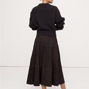 Suede brown Midi Skirt